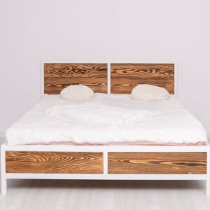 Moderne twijfelaar bed Miami met rustieke vlakken - 140 cm of maatwerk (PS747-140)