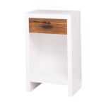 Modern landelijk houten nachtkastje Miami met rustiek lade in de afmeting 45 cm breed. Kan ook op maat gemaakt worden. in de kleur wit en warm bruin eiken.