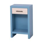 Modern landelijk houten nachtkastje Miami met rustiek lade in de afmeting 45 cm breed. Kan ook op maat gemaakt worden. in de kleur blauw en licht eiken.