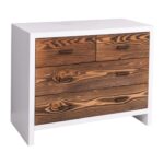 Modern landelijk houten dressoir Miami met rustieke deuren in de afmeting 100 cm breed. Kan ook op maat gemaakt worden. in de kleur wit en warm bruin eiken.