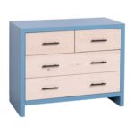 Modern landelijk houten dressoir Miami met rustieke deuren in de afmeting 100 cm breed. Kan ook op maat gemaakt worden. in de kleur blaauw en licht eiken.