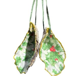 Oester ornament kerst- set van 3 – handgemaakt – besjes