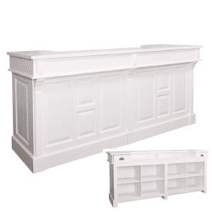 Massief houten witte klassieke landelijke balie/toonbank/receptie/bar  – 240 cm