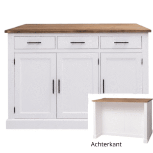 massief houten kookeiland/keukenblok/balie met bartafel – 160 cm wit/hout